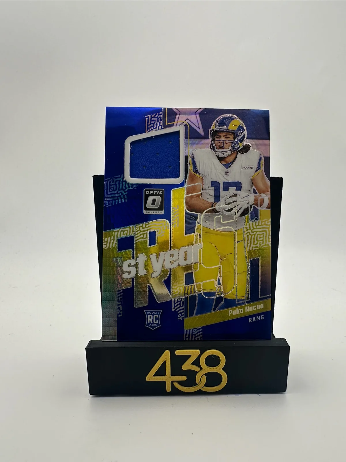 2023 Donruss Optic 1st Year Fresh FYF-PN Puka Nacua RC Blue Prizm Jersey Rams